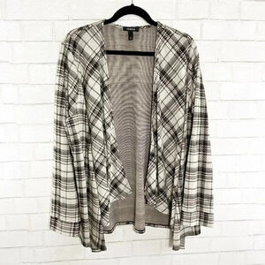 Torrid Gray Plaid Tab Sleeve Open Front Jacket Cardigan Women's Plus Size 1X